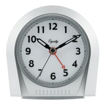 Equity by La Crosse Silver Silent Sweep Night Vision Alarm Tabletop Clock, 21103