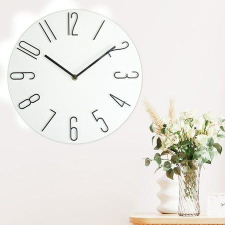 12 Inch Large Wall Clock 3D Number Decorative Wall Clock Non-Ticking Silent Quartz Wall Clock Battery Operated Simple Round Wall Clock for Living Room Bedroom Office Decor