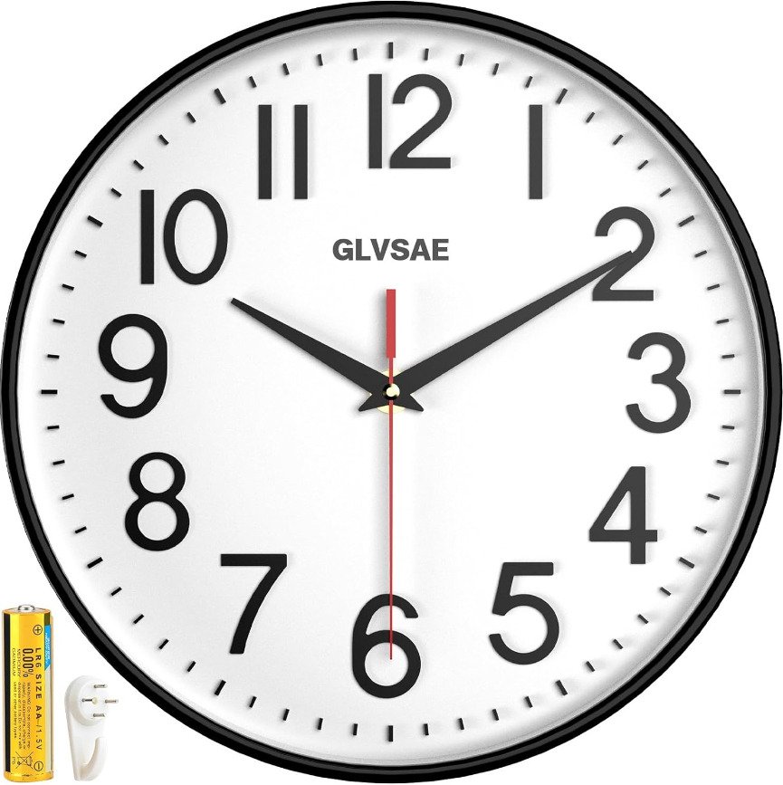 12 Inch Round Wall Clock Silent Non-Ticking Wall Clock Battery Operated Home New