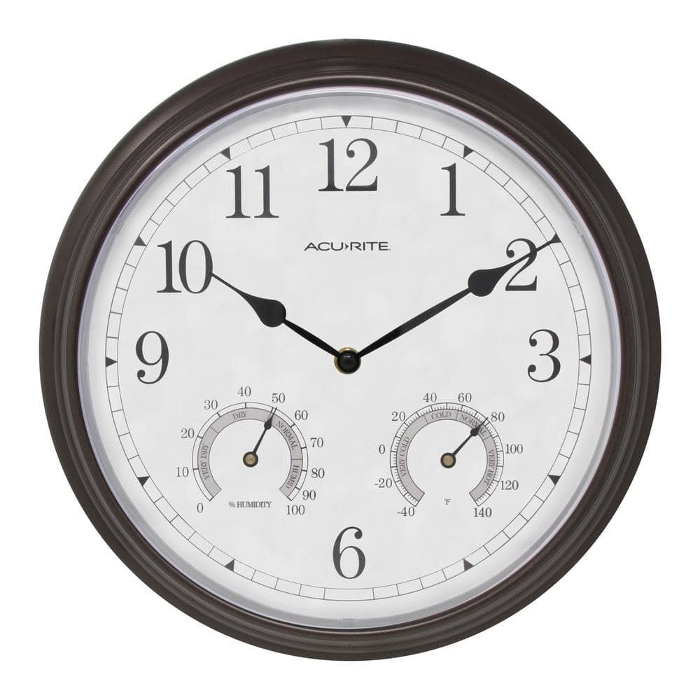 13 in. Oil-Rubbed Bronze Analog Clock Thermometer Hygrometer Combo