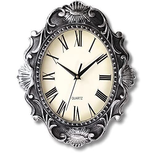 14 Inch Retro Wall Clock Silent Non-Ticking for Bedroom Kitchen Office