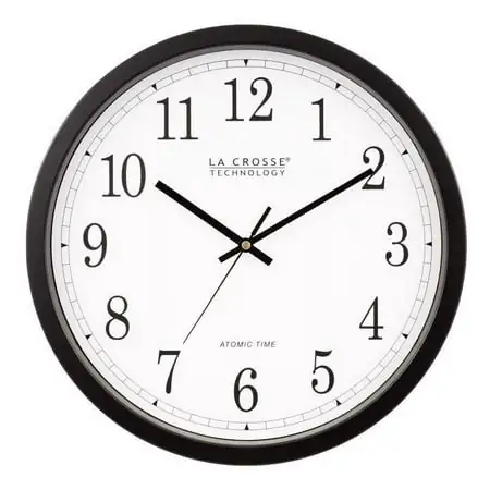 1 Pc, La Crosse Technology 14 In. L X 14 In. W Indoor Modern Analog Atomic Wall Clock Glass/Plastic Black