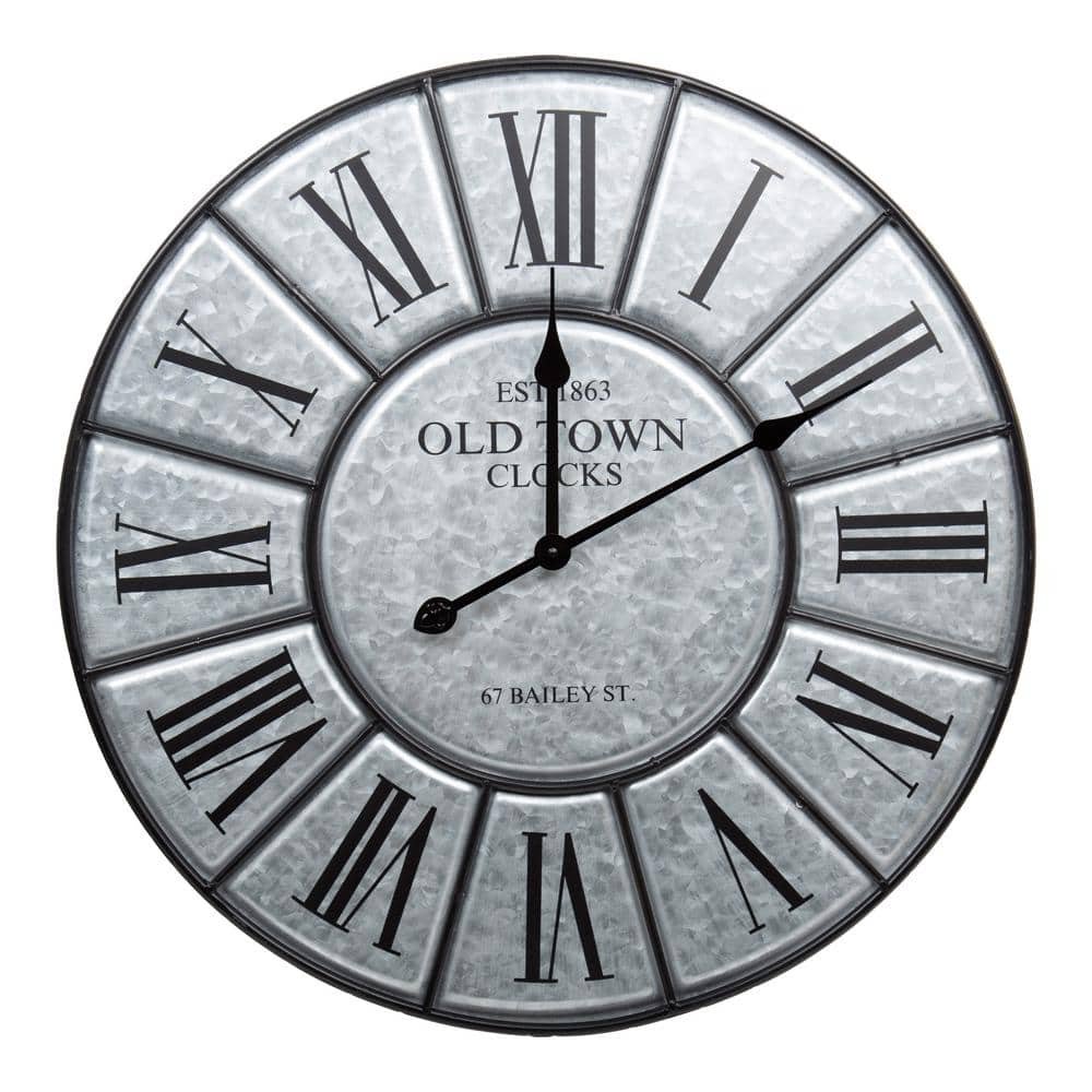 24.5 in. x 24.5 in. Silver Kiera Grace Round Rustic Halton Decorative...