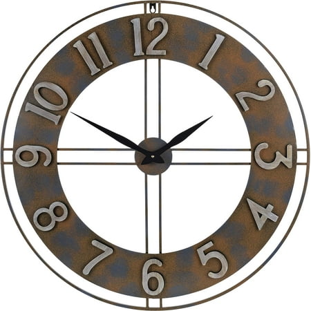 30-Inch Large Metal Decorative Rusty Wall Clock with Arabic Numerals