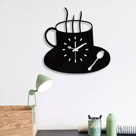 30x29cm Large Wall Clock, e Cup Shape Clock with Large Roman Numerals, Indoor Silent Battery Operated Clock for Home, Living Room, Kitchen