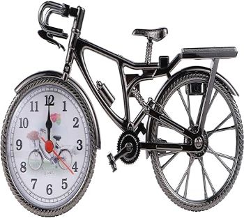 BESPORTBLE Vintage Bicycle Clock Mini Bike Model Alarm Clock Creative Desk Shelf Clock Bike Desk Clock Desktop Adornment for Kids Birthday New Year Gift (No Battery)