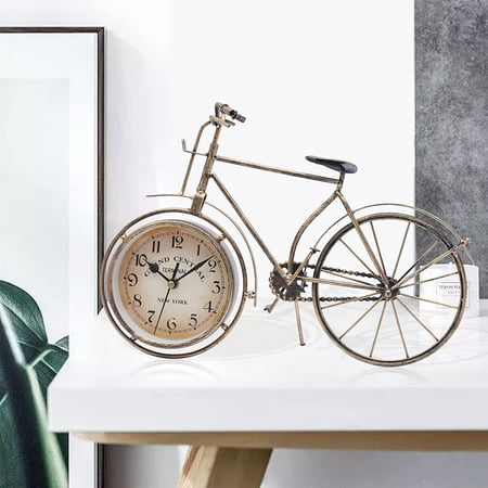 Bronze Desk Clock Silent No Ticking Bike Bicycle Shaped Digital Table Clock Decor