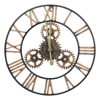 Clock Wall Hanging American Style Gear Industrial Ornament Art Iron Moving Ticking 3D Non Farmhouse Mounted Simple