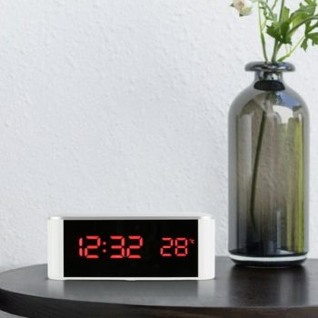 Digital Alarm Clock Precise 12/24 Hour Temperature Display Large Screen Smart LED Clock Bedside Digital Alarm Clock for Home,Red