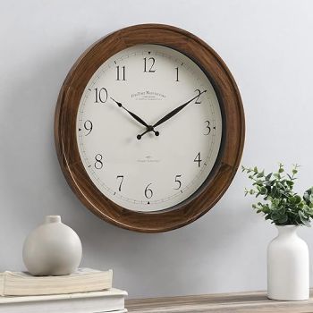 FirsTime & Co.® Walnut Garrison Wall Clock, American Crafted, Walnut Wood, 16 x 2 x 16,