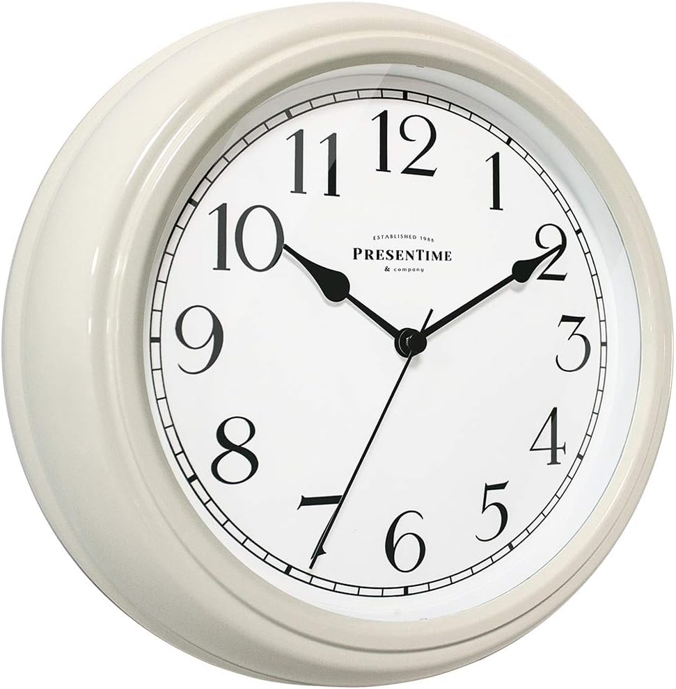 Presentime & Co Chic Home Collection 10 Molly Clock, Silent No Ticking, Cream White. Modern Decorative Wall Clock for Kitchen, Kid's Room, Bathroom, Bedroom, and Office