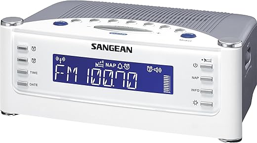 Sangean RCR-22 Atomic Clock with FM-RDS / AM / Aux-in Digital Tuning Clock Radio, silver, one size