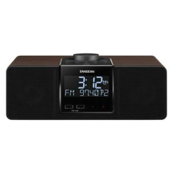 Sangean RCR-40 AM/FM Bluetooth Tabletop Wooden Clock Radio with Alarm and Sleep Timers