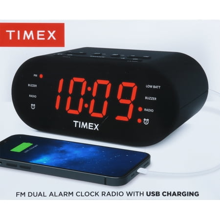 TIMEX FM DUAL ALARM CLOCK RADIO WITH USB CHARGING 1 EA