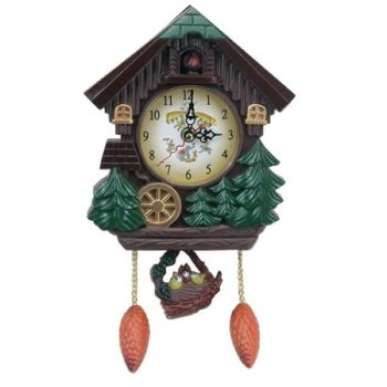 Wall Cuckoo Clocks Forest Tree Design Wooden Cuckoo Clock Hand-Carved Cuckoo Clock, Bright Cuckoo Bird Sounds Hour and Chime, Excellent Gift