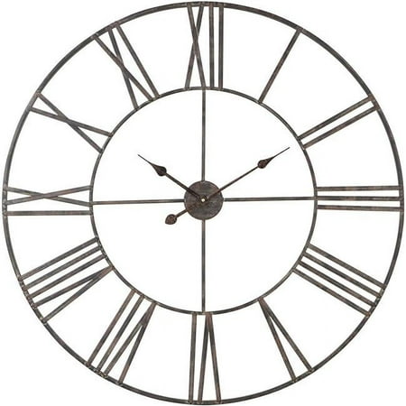 36 in. Solange Round Metal Wall Clock, Light Gray