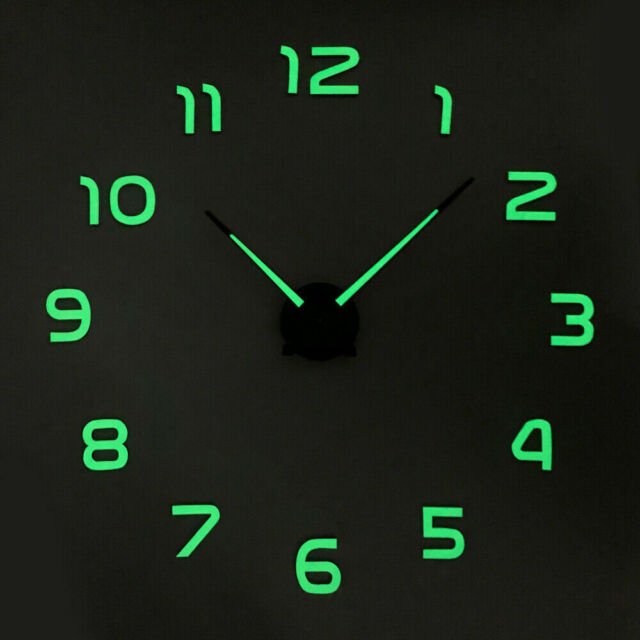 3D Home Decor Night Clocks Large Luminous Glow In The Dark Quartz DIY Wall Clock