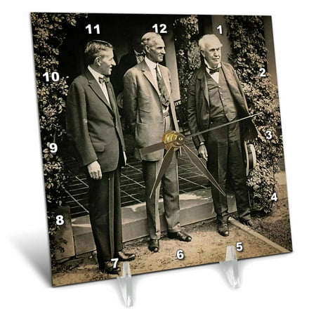 3dRose Harvey Firestone Henry Ford Thomas Edison President Hardings Funeral - Desk Clock, 6 by 6-inch