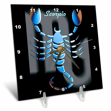 3dRose Scorpio Zodiac Sign - Desk Clock, 6 by 6-inch