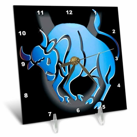 3dRose Taurus Zodiac Sign - Desk Clock, 6 by 6-inch