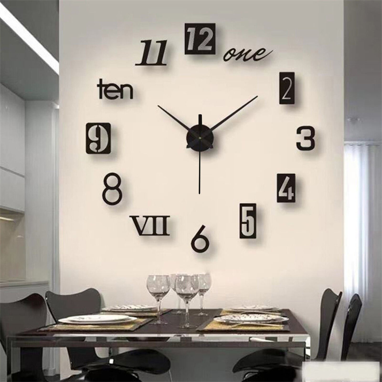 3d Wall Clocks 3d Effect Decoration Unframed Wall Sticker Clock Punch Free