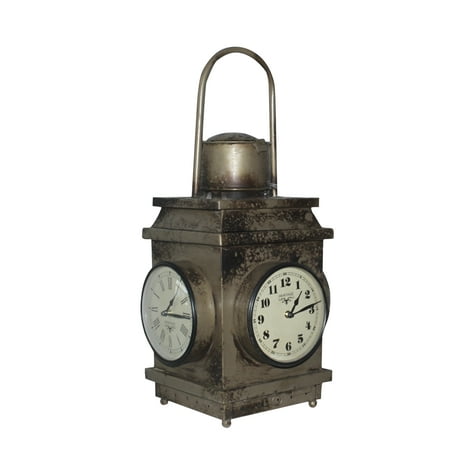 4-Sided Floor Clock made from Old Iron Lantern, Mud Brown