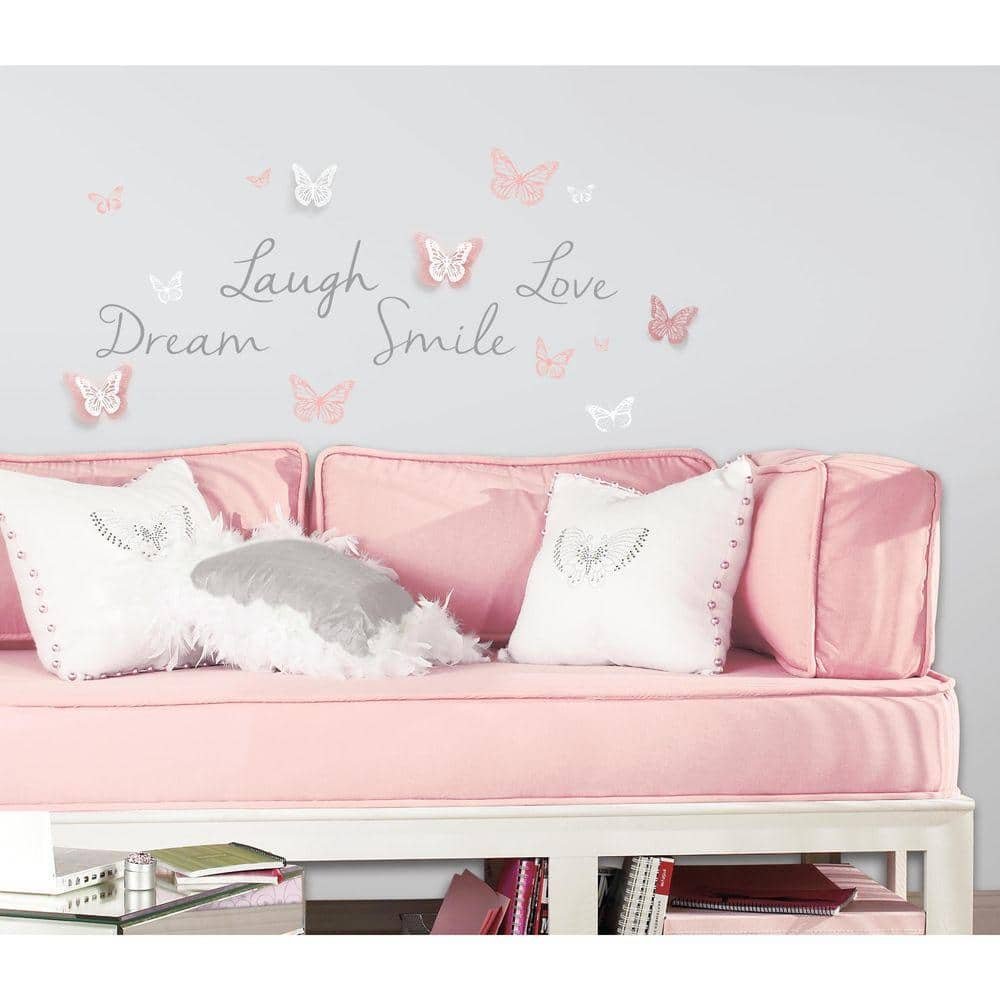 5 in. x 11.5 in. Butterfly Dream with 3D Butterflies 21-Piece Peel...