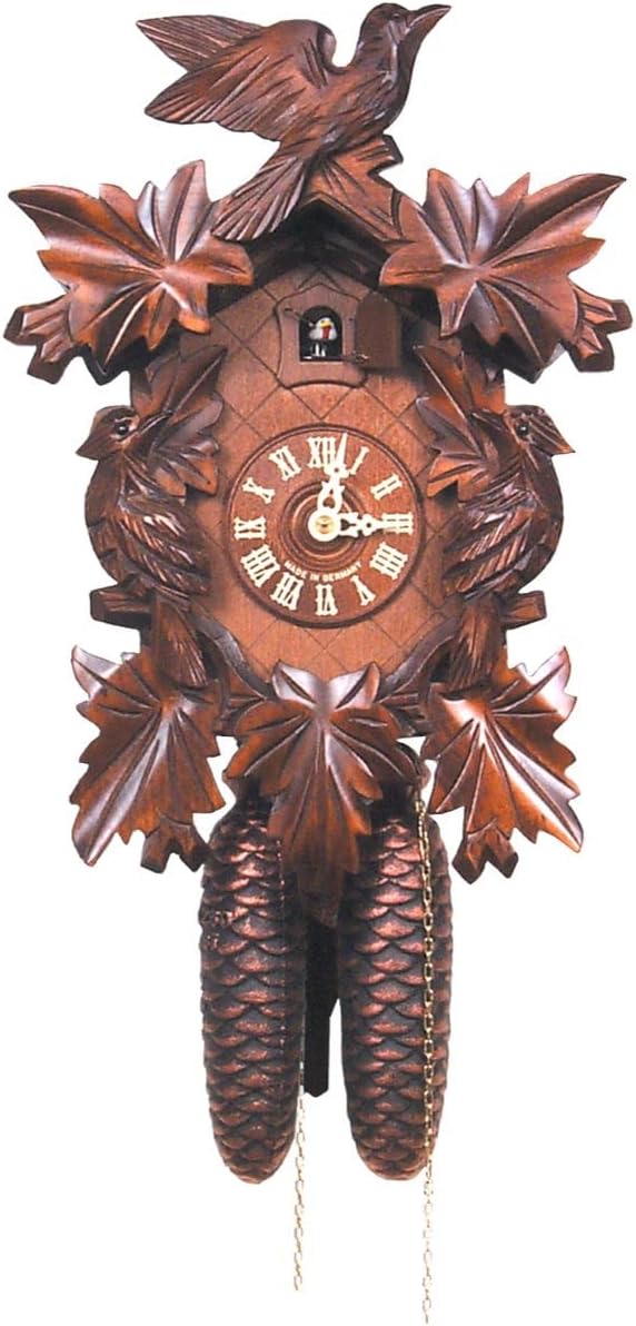 632-8 Engstler Cuckoo Clock, Carved with 8-Day Weight Driven Movement-Full Size-14 H x 9.5