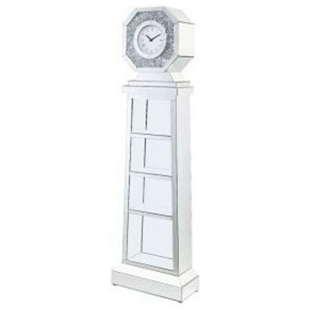 ACME Furniture Noralie Mirrored & Faux Diamonds Grandfather Clock