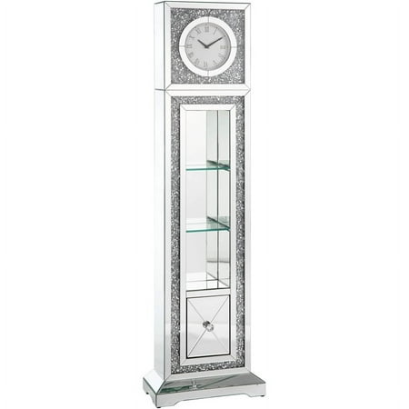 ACME Noralie Grandfather Clock in Mirrored & Faux Diamonds