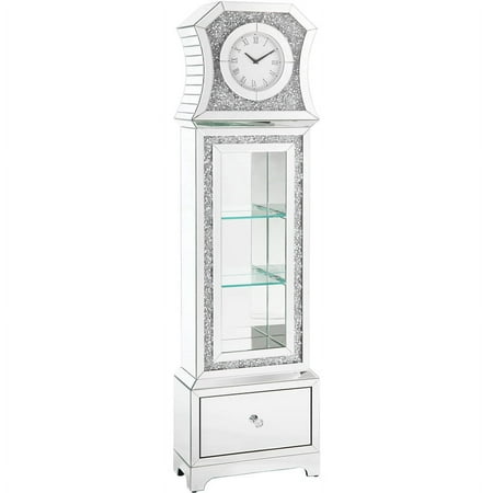 ACME Noralie Grandfather Clock in Mirrored & Faux Diamonds