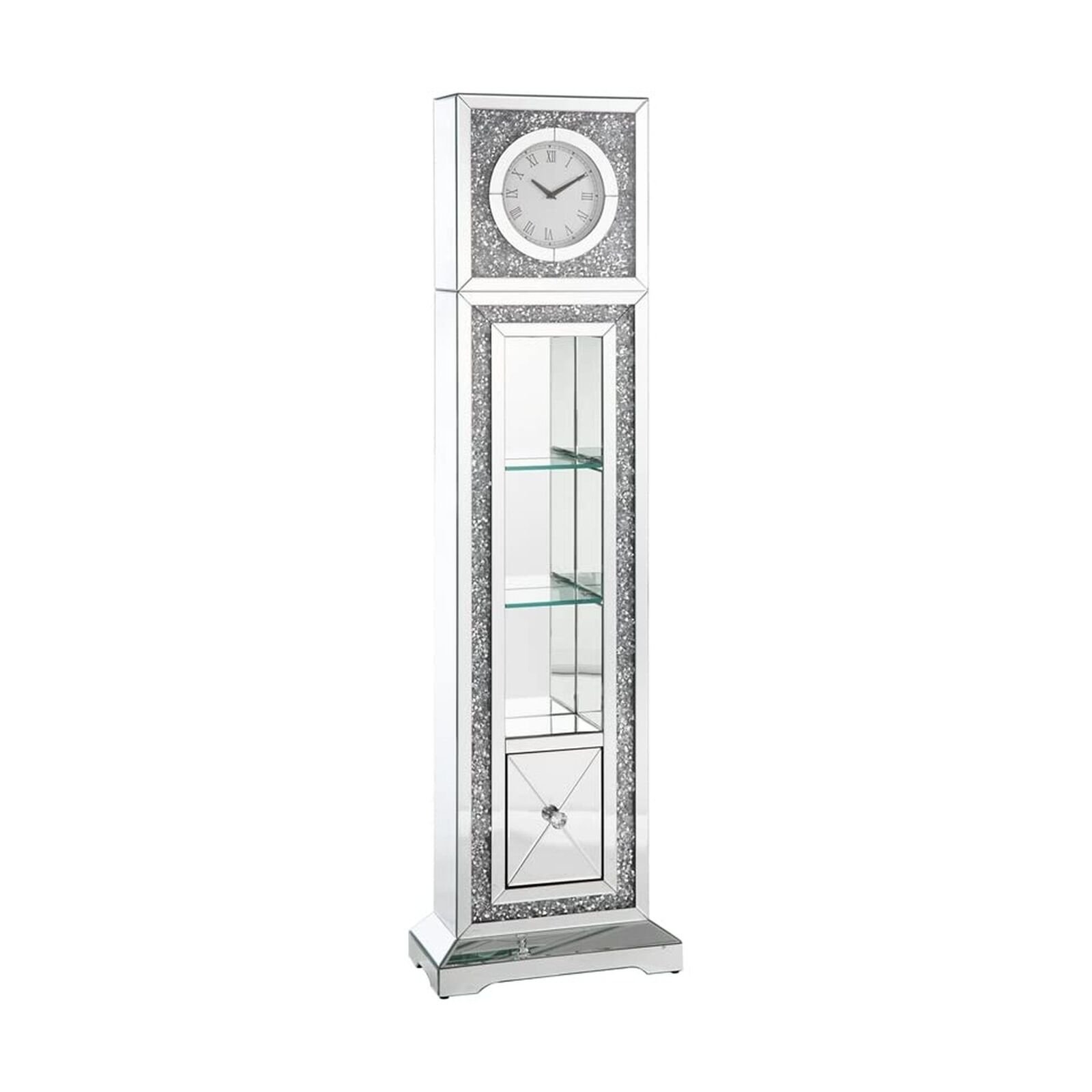 Acme Noralie Grandfather Clock in Mirrored & Faux Diamonds