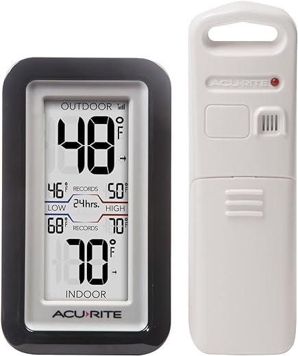 AcuRite 02043 Digital Thermometer with Indoor/Outdoor Temperature,Black