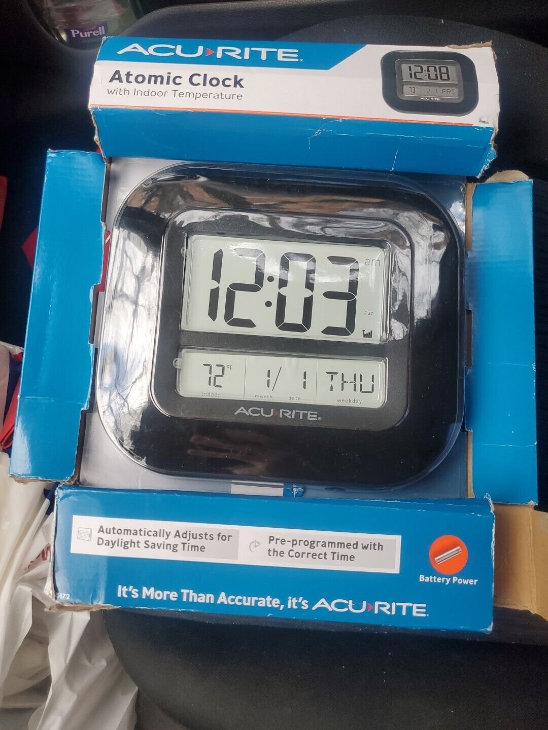 AcuRite Atomic Digital Wall Clock With Indoor Temp75172 AS SEEN IN THE PICTURE
