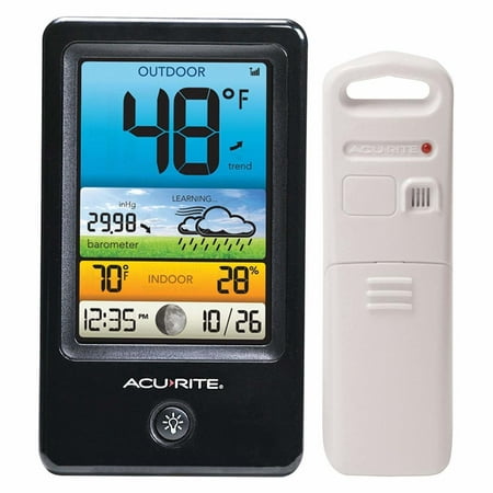 AcuRite Color Forecaster with Temperature and Humidity Gauge, LCD Display, includes Outdoor Weather Sensor (00503)