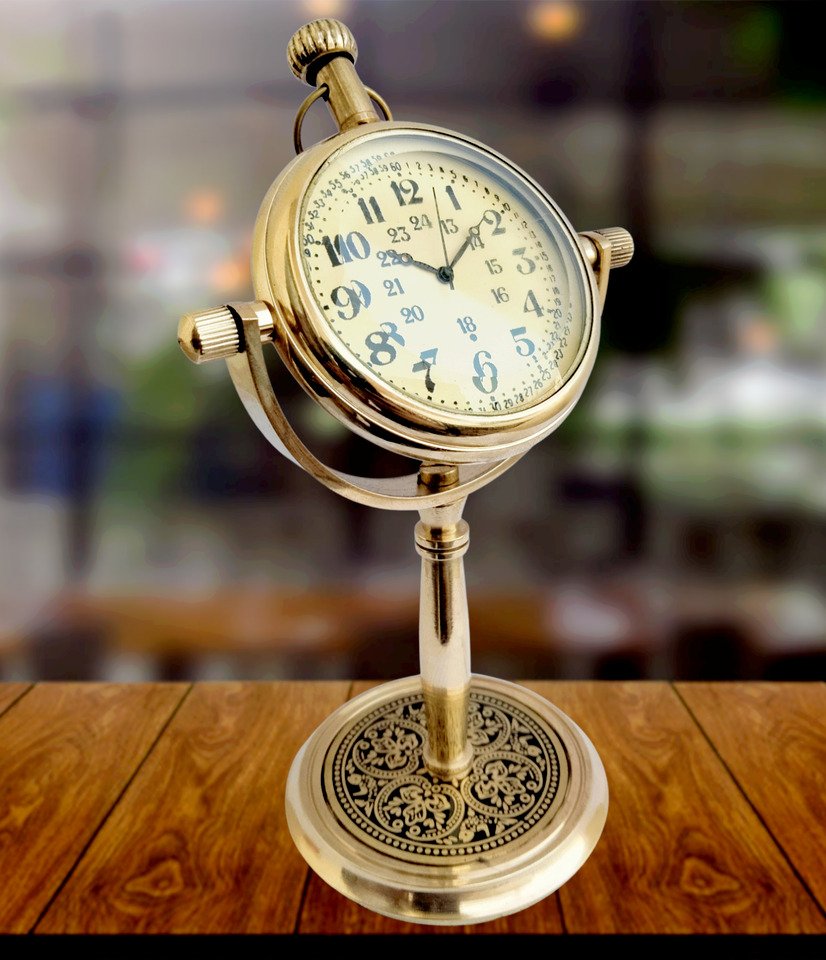 Beautiful Vintage Brass Desk Clock Table Clock Antique Nautical Clock Brass