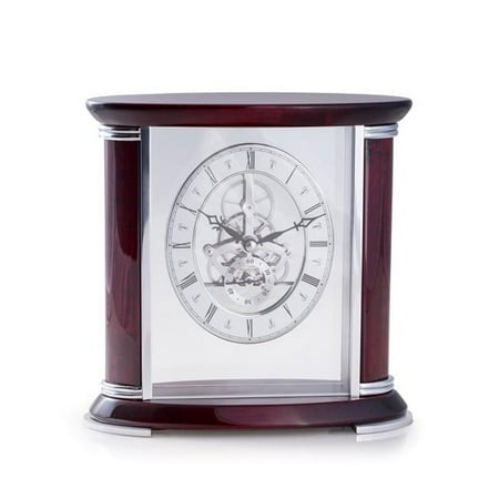 Bey-Berk International Rosewood with Chrome Mantel Clock