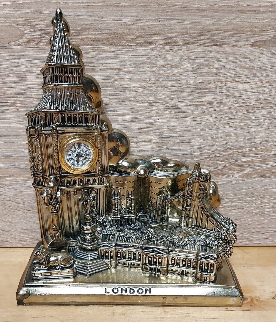 Big Ben Desk Top Clock Gold Tone 6"x7"x2.5" Vintage Keepsake