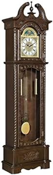 BOWERY HILL 81 Traditional Solid Wood Grandfather Clock with Chimes, Battery Powered Movement, for Home Decor, in Golden Brown Finish