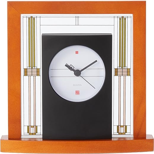 Bulova B7756 Willits Frank Lloyd Wright Table Clock, Light Cherry Finish