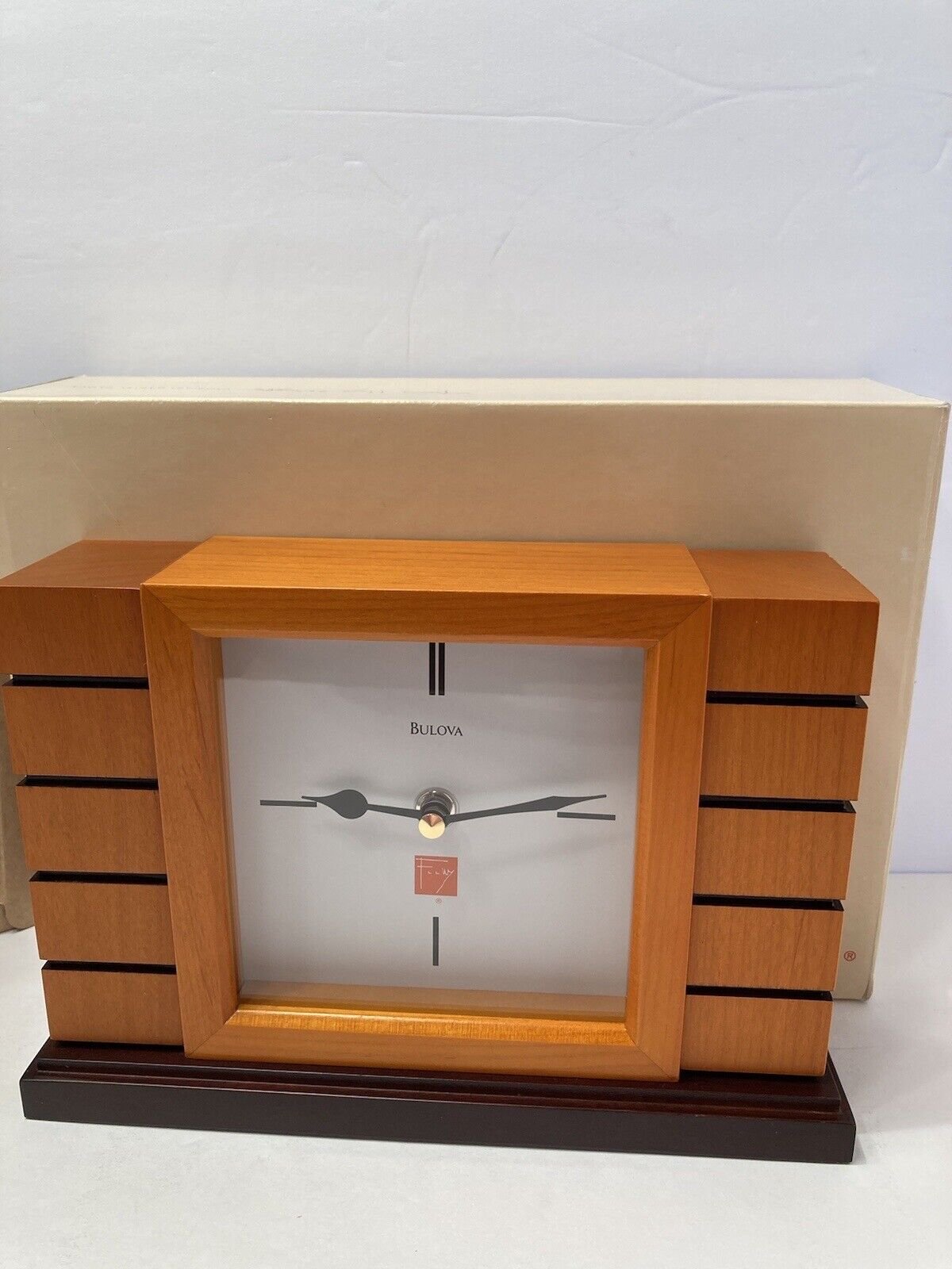 bulova frank lloyd wright usonion mantle clock vintage 1998 new in box