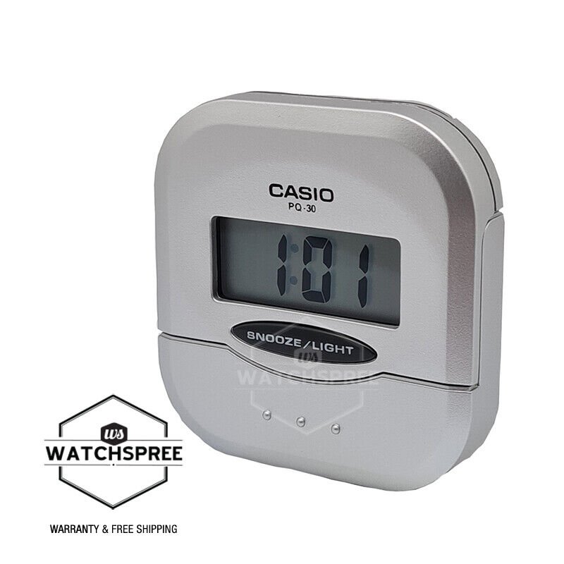 Casio Silver Resin Table Clock PQ30-8D