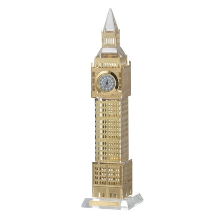 CC Home Furnishings 8.5 Gold and Clear Vintage Big Ben Tabletop Clock