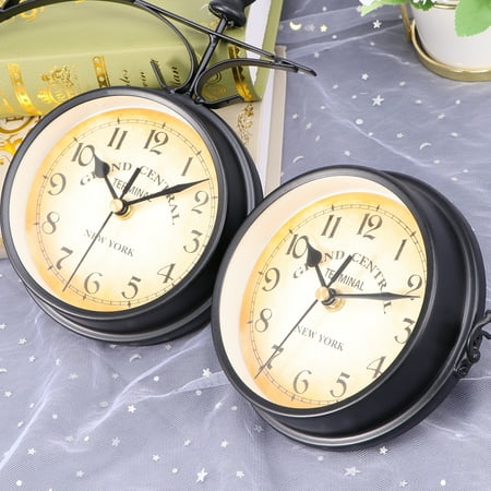 Clock Wall Retro Double Sidediron Outdoor Walls Clocks Train Home Large Decor Round Hanging Mounted