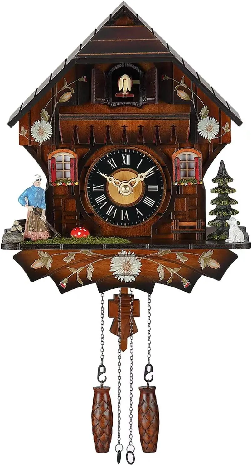 Cuckoo Clock Antique Black Forest House Clock Tranditional Wooden Pendulum Quartz Wall Clock