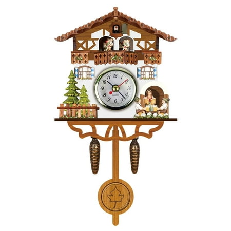 Cuckoo Clocks German Black Forest Forest Clock Auto Clock Swing Wooden Cuckoo Cuckoo Wall Bell Hanging Pendulum for Living Room Office Study Bedroom Hotel Classroom Church