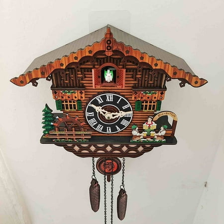 Daiosportswear Clearnance Cuckoo Clock Traditional Chalet forest House Clock Handcrafted Wooden Wall P-endulum Quartz Clock