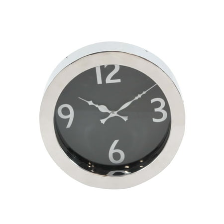 Decmode Contemporary 12 Inch Stainless Steel Round Wall Clock