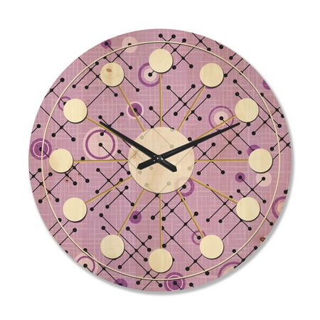 Designart '1950 Retro Pattern Shapes III' Mid-Century Modern Wood Wall Clock