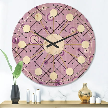 DESIGN ART Designart '1950 Retro Pattern III' Mid-Century Modern Wood Wall Clock 36 In. Wide x 36 In. High